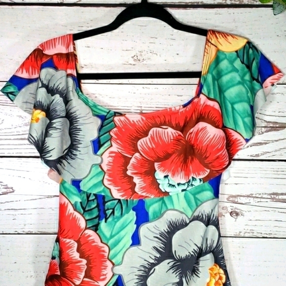Tropical Flower One Piece Bathing Suit Size M - Picture 2 of 15